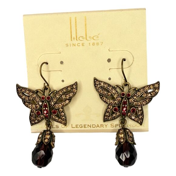 VTG Hobe Pink Crystal Butterfly Dangle Earrings 2" Jewels Of Legendary Splendor - Picture 1 of 14